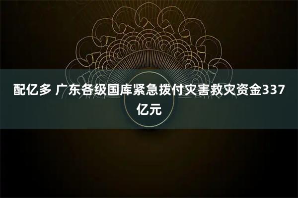 配亿多 广东各级国库紧急拨付灾害救灾资金337亿元